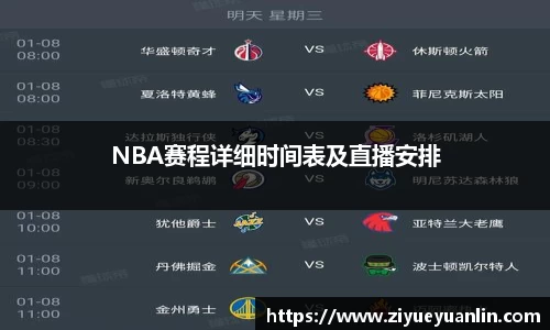 NBA赛程详细时间表及直播安排